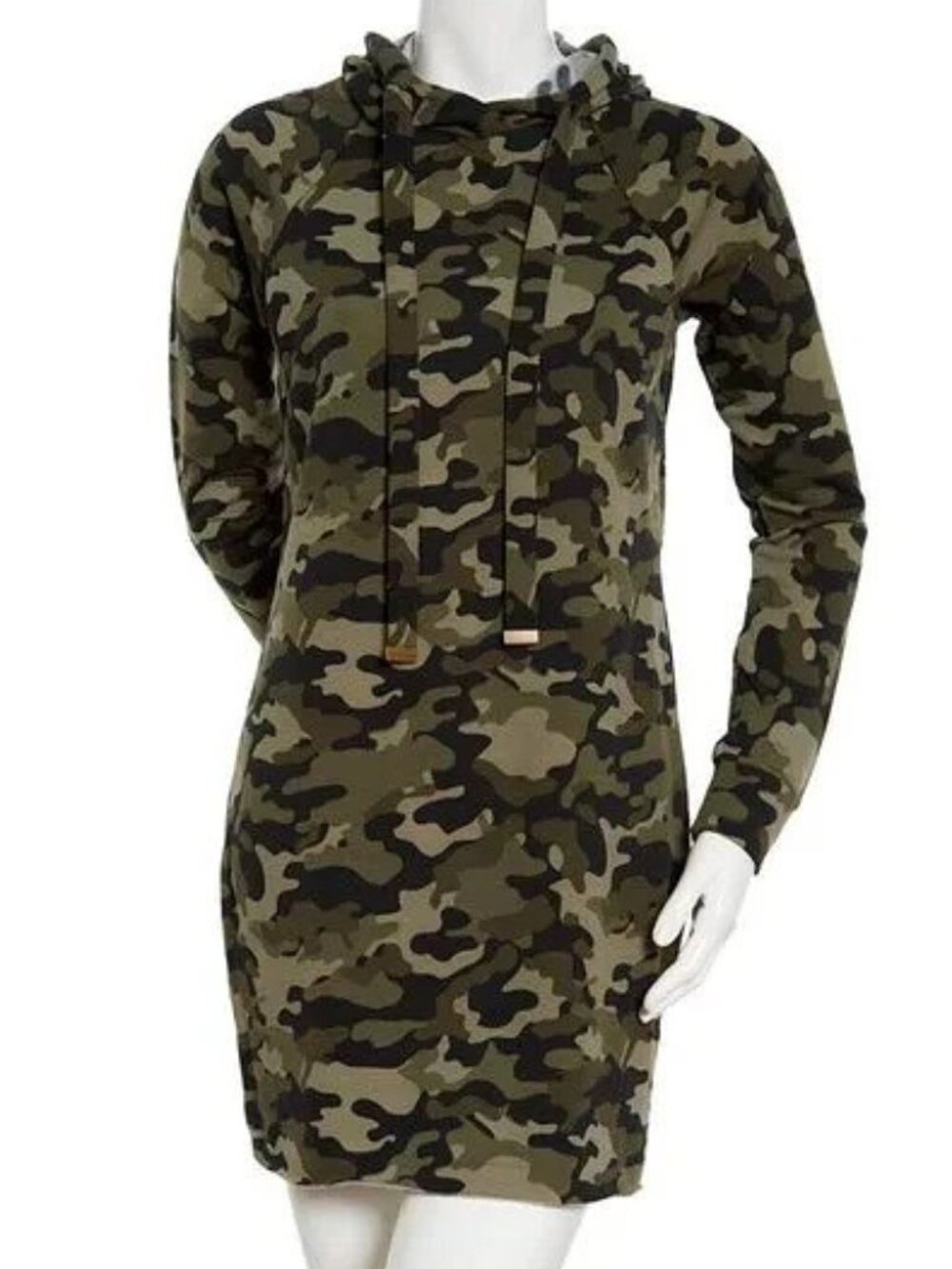 Almost Famous Olive Camo Mask with Hooded Sweatshirt Dress SZ M